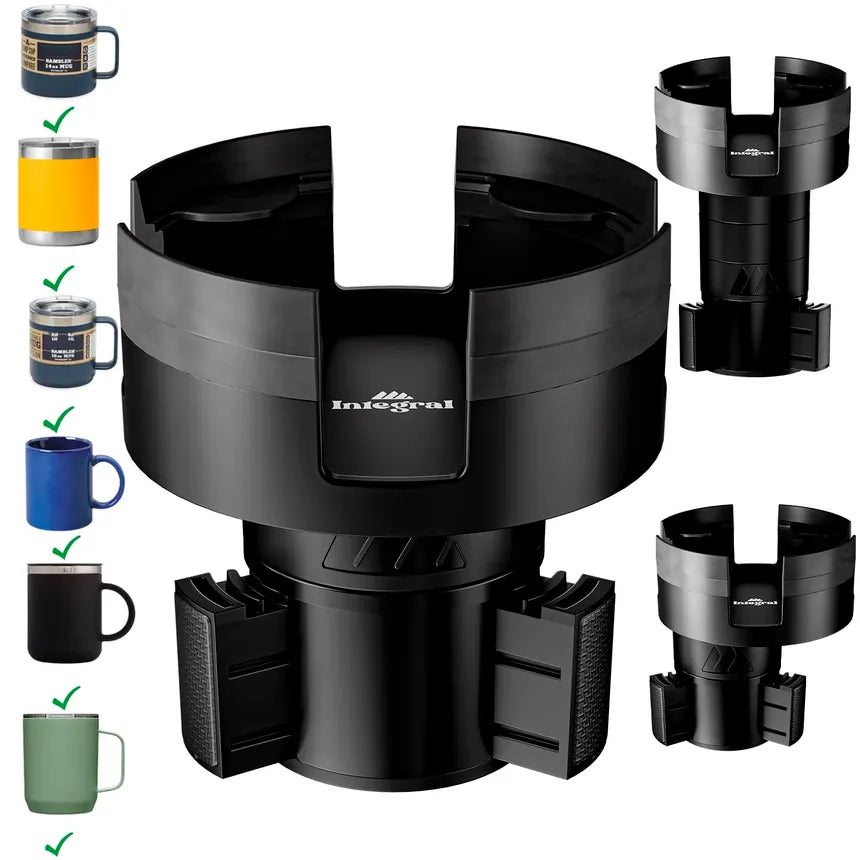 Car Cup Holder Expander Adapter with Adjustable Base